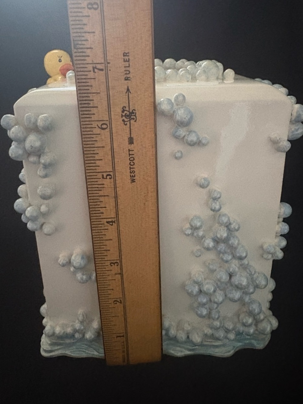 Vintage 3D Bubble Bath Tissue Box Cover Rubber Ducks Blue Bubbles Decor - Picture 9 of 13